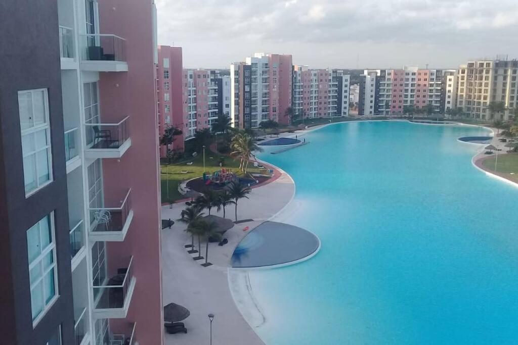Departamento Con Laguna Artificial Cancún Esterno foto